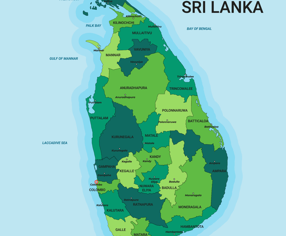 Sri Lanka map highlighting Colombo